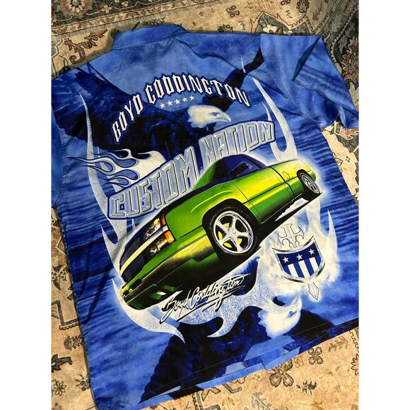 Boyd Coddington y2k All Over Print Hot Rod Car T-shirt Button up Shirt Size XL - Picture 2 of 10
